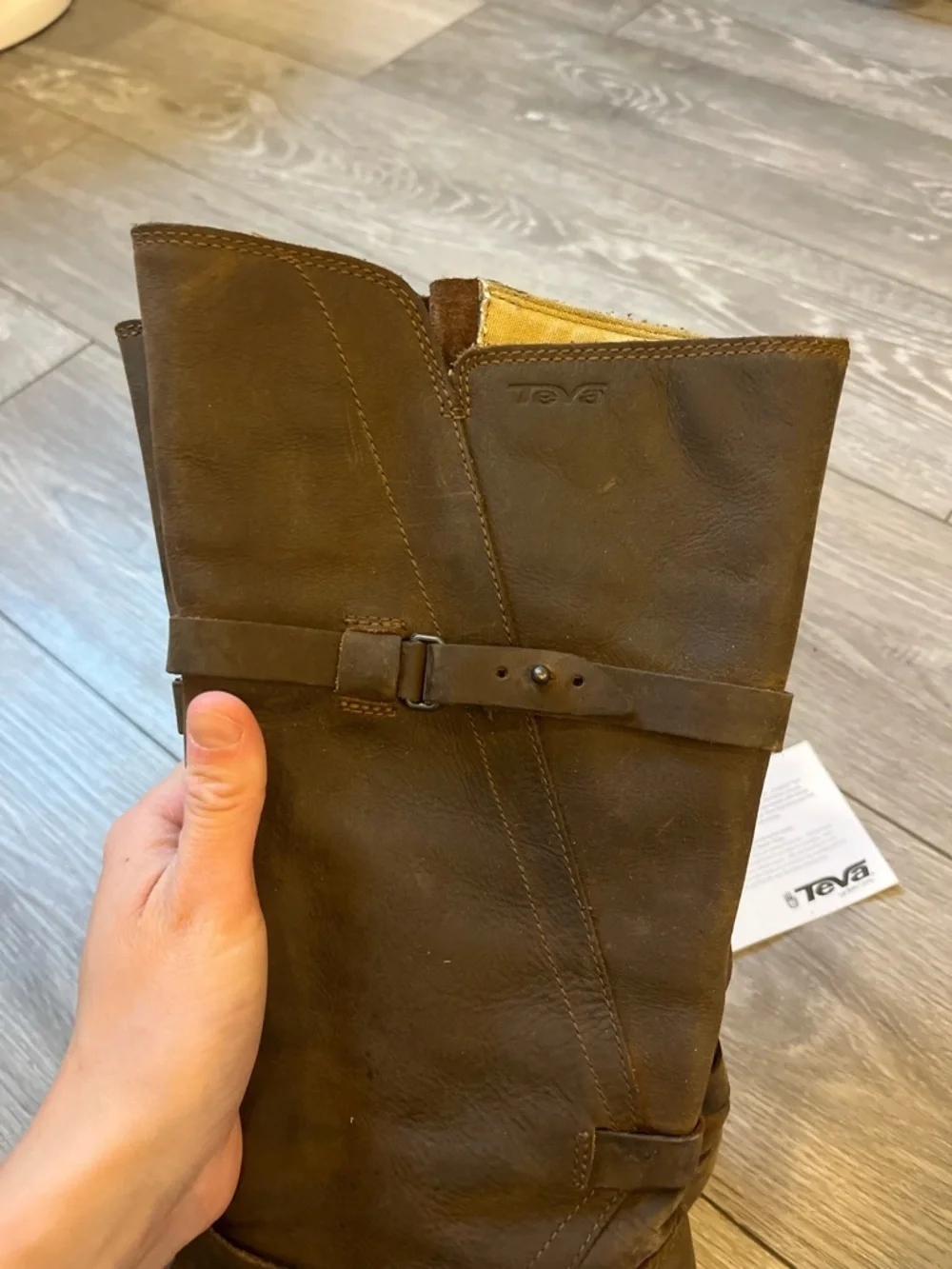 TEVA De La Vina Brown Leather Waterproof Tall Riding Boots Womens Size 7.5